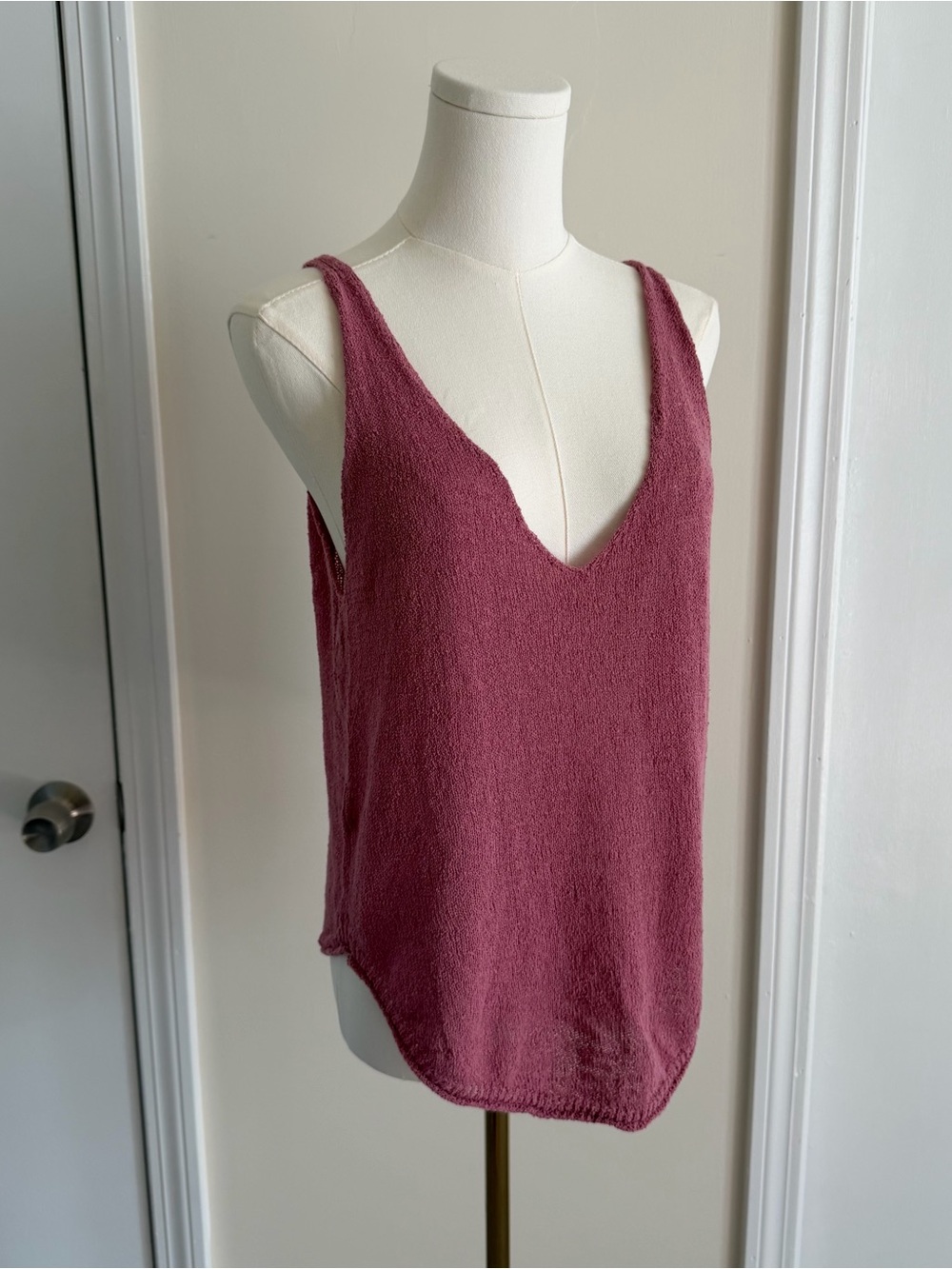 Free People Beach Crochet Knit Swimsuit Cover Up Tank Top Deep V Neck Oversized